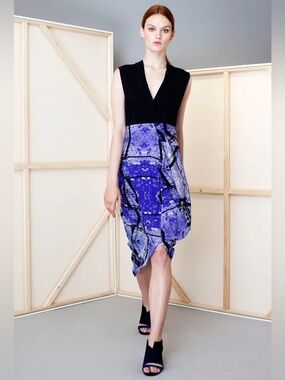 Zero + Maria Cornejo Crossover Silk Abstract Midi Dress Size 8 Great Condition!